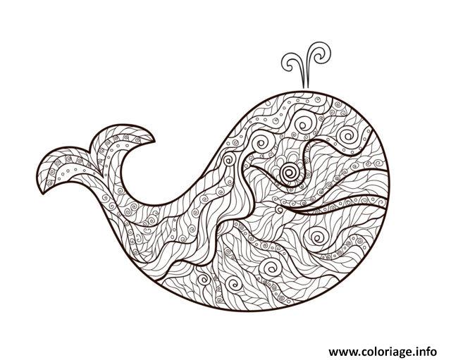 Dessin adulte zentangle baleine par meggichka  Coloriage Gratuit à Imprimer